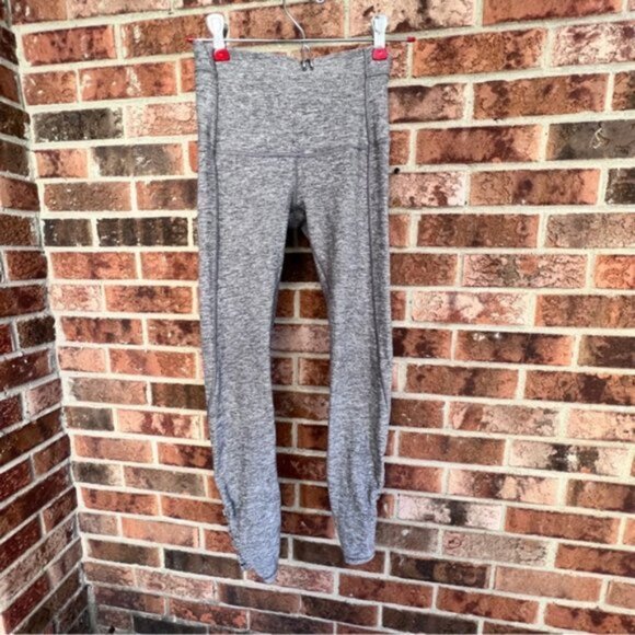 Lululemon Pure Practice Pant Heathered Slate Gray Leggings Lattice Trim … - Picture 2 of 16